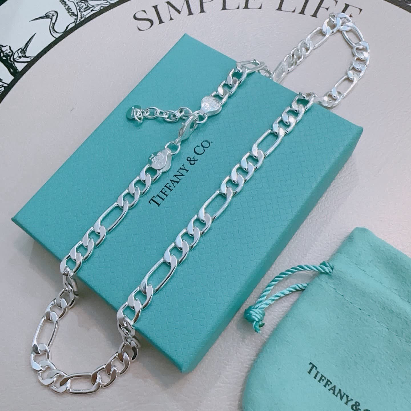 Tiffany & Co. Sterling Silver Figaro Chain Necklace